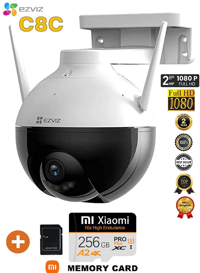 EZVIZ - 1080P Full Hd Wifi Security Camera Outdoor Pan Tilt Zoom 360° Visual Coverage Color Night Vision Ip65 Waterproof Motion Detection Xiaomi Memory Card 256GB A2/4K - Image 1