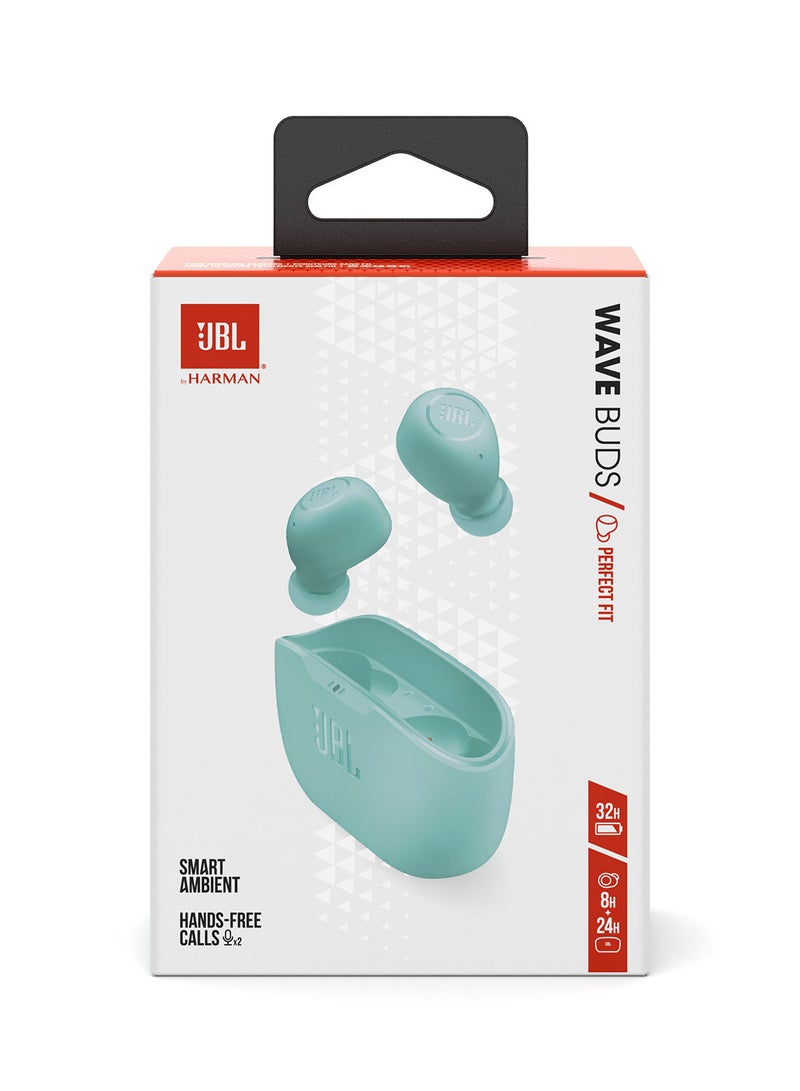 JBL - Wave Buds True Wireless Earbuds Deep Bass Comfortable Fit 32H Battery Smart Ambient Technology Hands Free Call Water And Dust Resistant Mint - Image 1