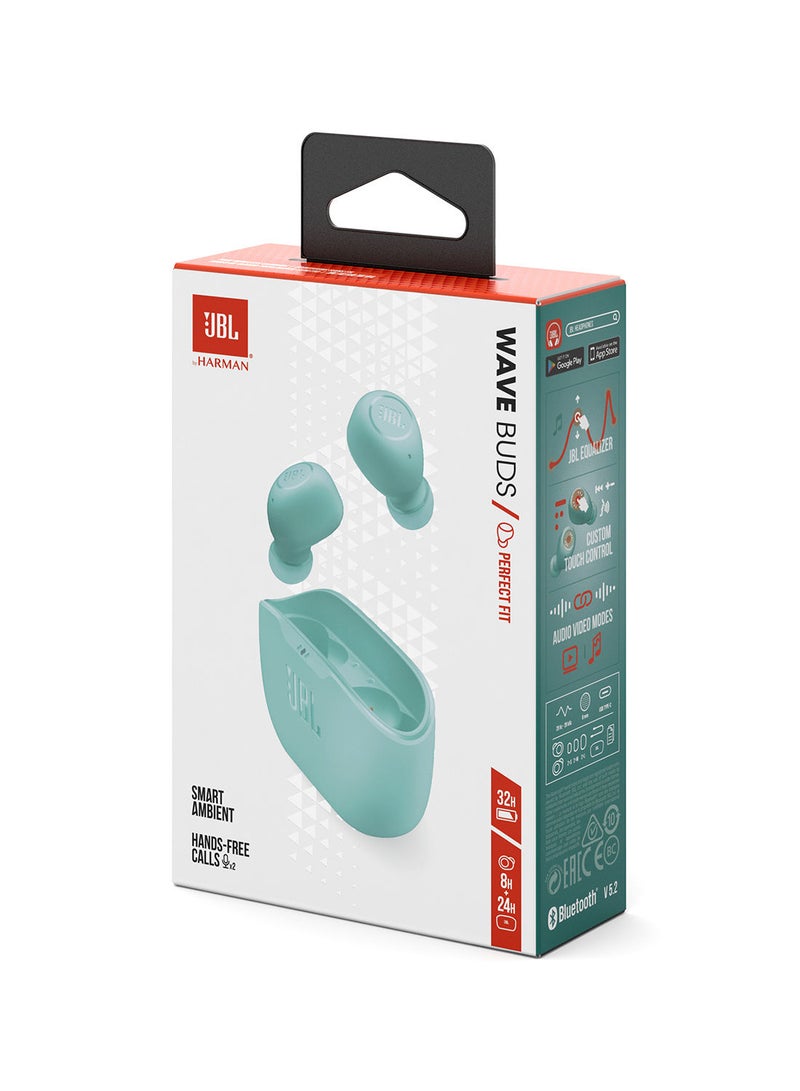JBL - Wave Buds True Wireless Earbuds Deep Bass Comfortable Fit 32H Battery Smart Ambient Technology Hands Free Call Water And Dust Resistant Mint - Image 1