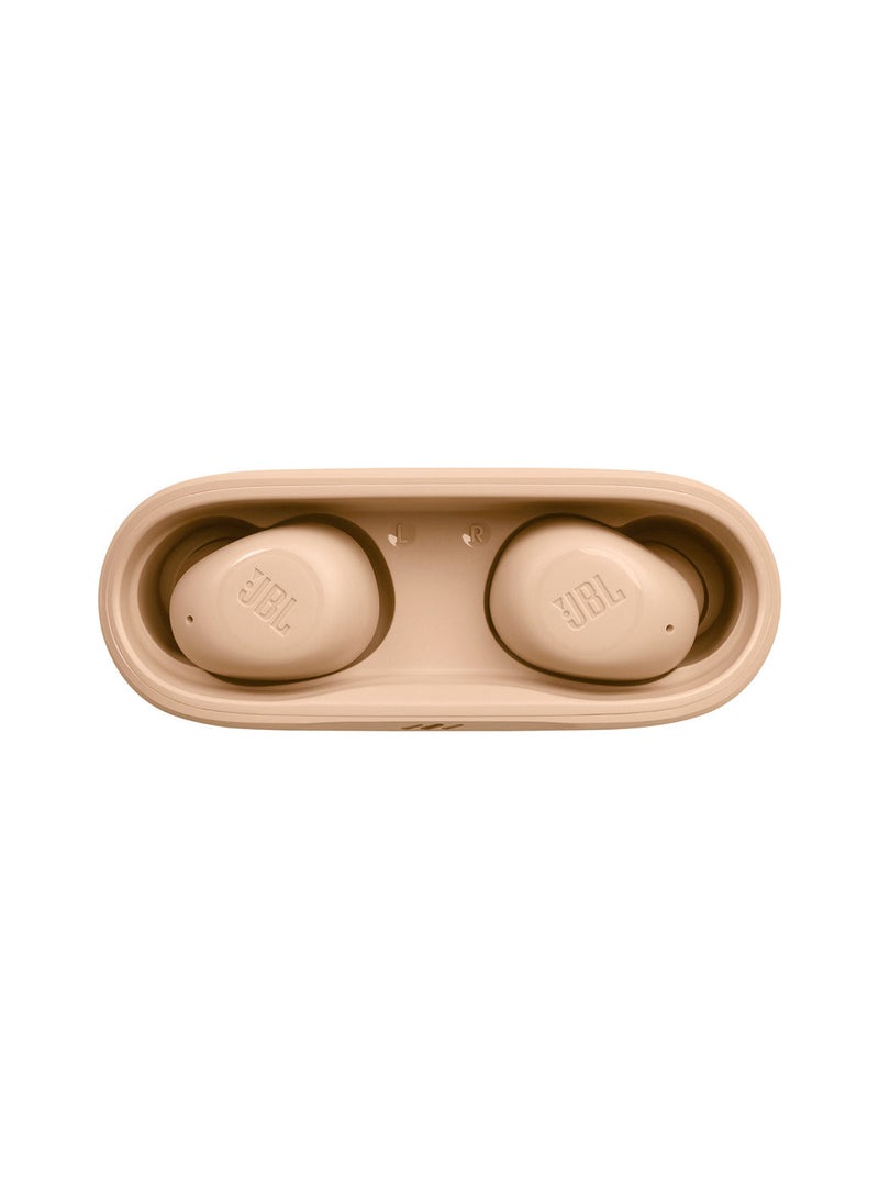 JBL - Wave Buds True Wireless Earbuds Deep Bass Comfortable Fit 32H Battery Smart Ambient Technology Hands Free Call Water And Dust Resistant Beige - Image 1