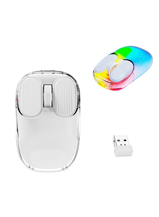 Ajazz 600 mAh I069 Pro Mouse RGB Dual Mode 2.4G/Wireless Office Laptop Computer With Battery Digital Display Transparent White  - Image 1