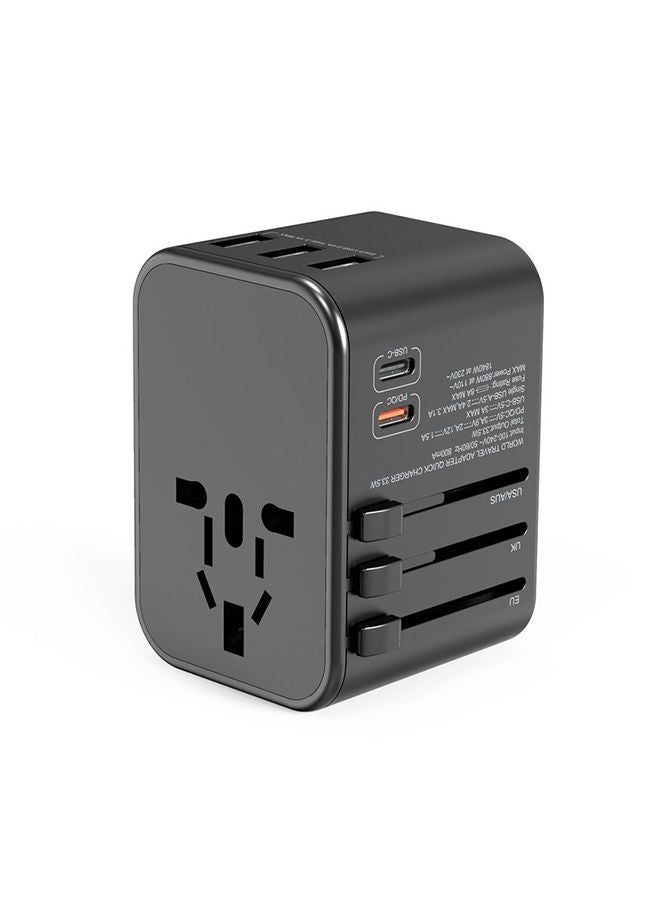 OFFBEAT ACE 35.5W PD Travel Adapter, QC 3.0 Universal Adapter, International Travel Adapter with 20W PD Dual Type-C, Universal Adapter Plug with 3 Fast USB Ports for USA, UK/UAE/KSA/Oman and EU/India Full Black  - Image 3