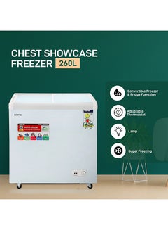 GEEPAS Chest Showcase Freezer-Convertible Freezer And Fridge Function | Faster Cooling Long Lasting Freshness With Temperature Control 260 L 220 W GCF2622SG White  - Image 3