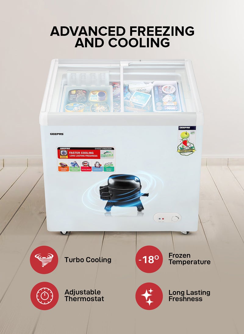 GEEPAS Chest Showcase Freezer-Convertible Freezer And Fridge Function | Faster Cooling Long Lasting Freshness With Temperature Control 260 L 220 W GCF2622SG White  - Image 4