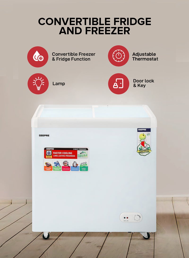 GEEPAS Chest Showcase Freezer-Convertible Freezer And Fridge Function | Faster Cooling Long Lasting Freshness With Temperature Control 260 L 220 W GCF2622SG White  - Image 2