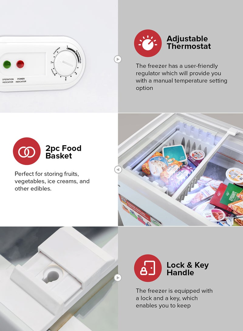 GEEPAS Chest Showcase Freezer-Convertible Freezer And Fridge Function | Faster Cooling Long Lasting Freshness With Temperature Control 260 L 220 W GCF2622SG White  - Image 3