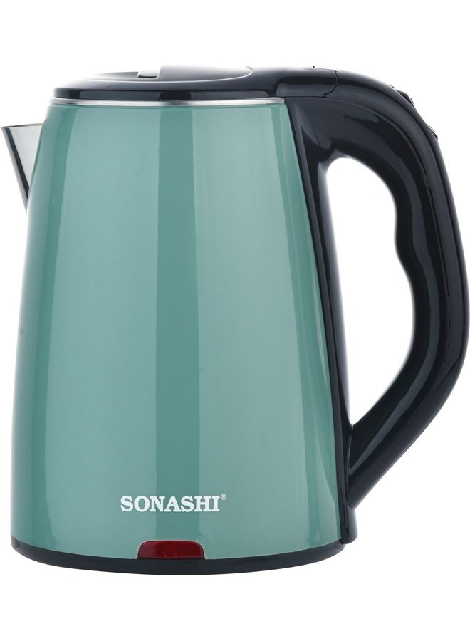 1.8 L Cordless Kettle with Auto Shut OFF Function | Stainless Steel Kettle with 360-Degree Swivel Base and Power On/Off Indicator Light | Instant Water Heater And Tea Maker 1.8 L 1500 W SKT-1811N Green 