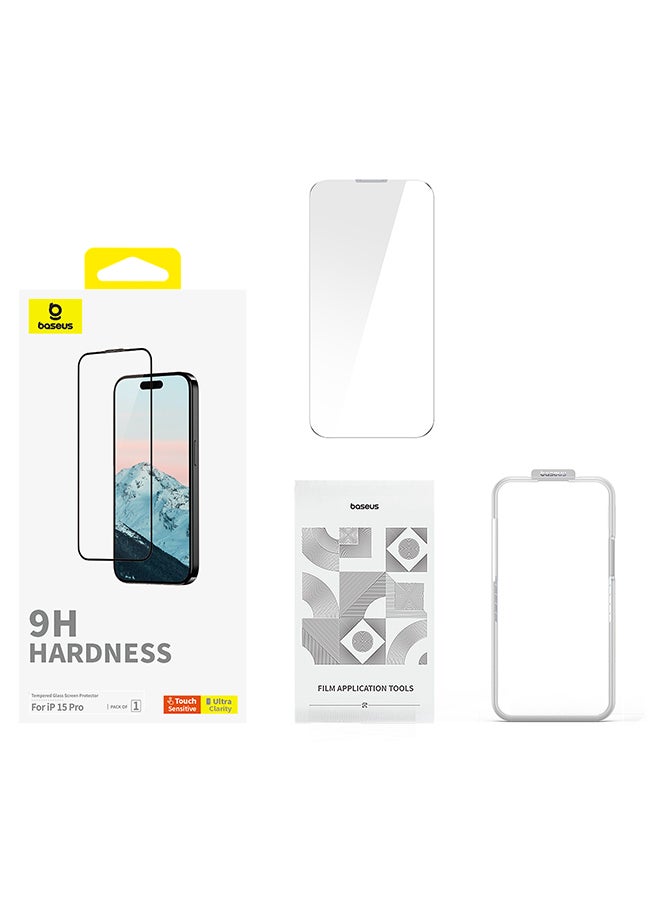 Baseus Diamond Series Full-Coverage HD Tempered Glass Screen Protector For iPhone 15 Pro Clear  - Image 2
