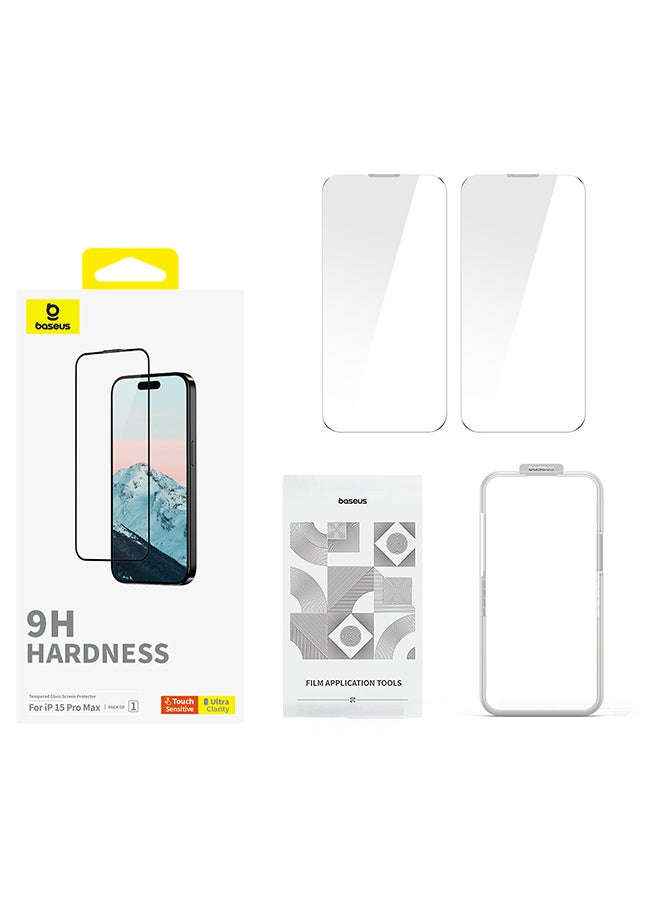 Baseus Diamond Series Full-Coverage HD Tempered Glass Screen Protector For iPhone 15 Pro Max Clear - Image 2