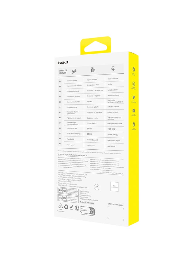 Baseus Diamond Series Full-Coverage Protection Tempered Glass Screen Protector For iPhone 15,15 Pro Privacy - Image 2