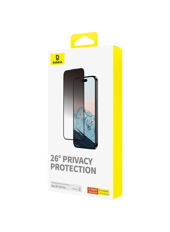 Baseus Diamond Series Full-Coverage Protection Tempered Glass Screen Protector For iPhone 15,15 Pro Privacy - Image 3