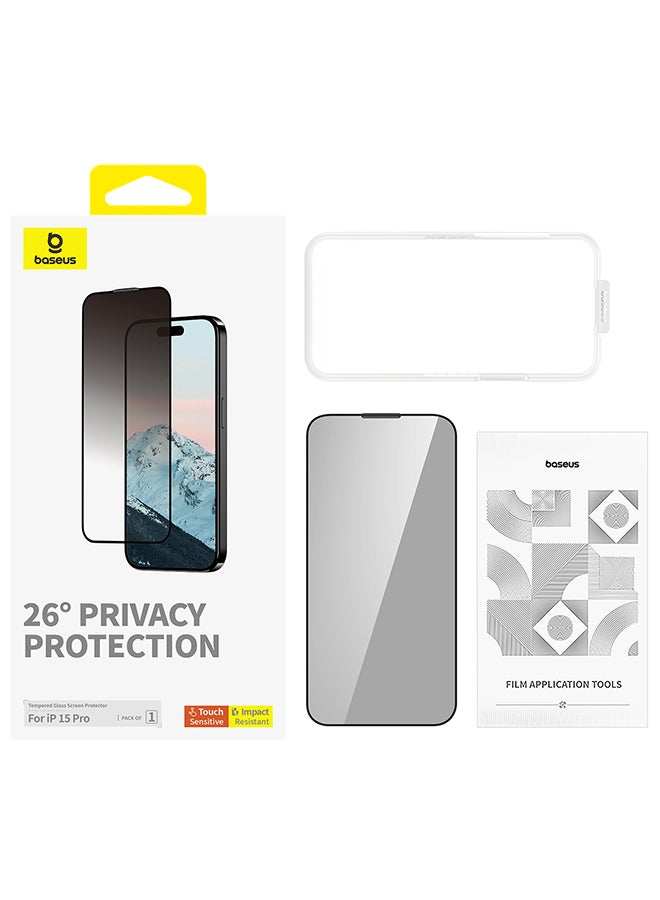 Baseus Diamond Series Full-Coverage Protection Tempered Glass Screen Protector For iPhone 15,15 Pro Privacy - Image 4