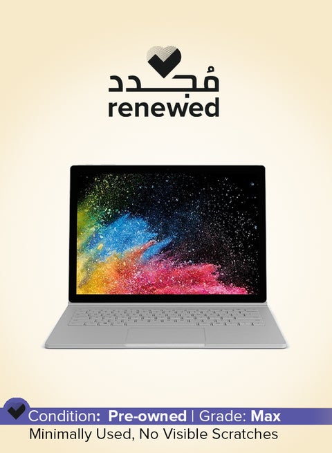 Renewed - Surface Book 2 2-in-1 Laptop With 15-Inch Touch-Screen PixelSense Display,Intel Core i7/16GB RAM/512GB SSD- 6GB GRAPHICS GTX 1060 English/Arabic Silver