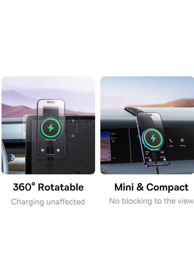 بيسوس حامل سيارة Magnitec لاسلكي ممتاز بقدرة 15 وات، حامل سيارة MagSafe، حامل لوحة أجهزة القياس متوافق مع iPhone 15/15Pro Max، 14/14 Pro Max، ذاكرة تسلا القابلة للانحناء من سبائك التيتانيوم لجميع لوحة القيادة/وحدة التحكم المركزية - Image 5