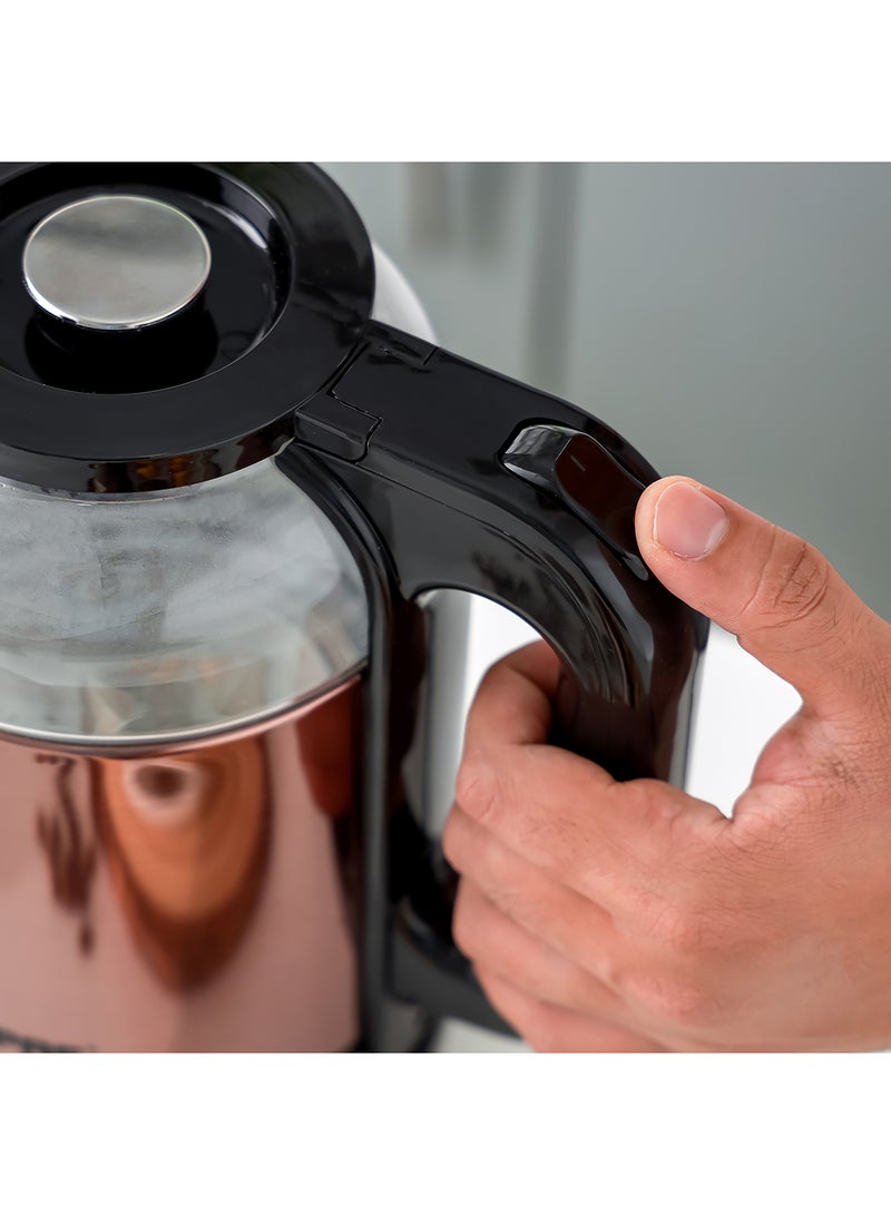 GEEPAS Double Layer Electric Glass Kettle With Boil Dry Protection and Automatic Cutoff 1.7 L 1500 W GK38063 Black , Rose Gold  - Image 5