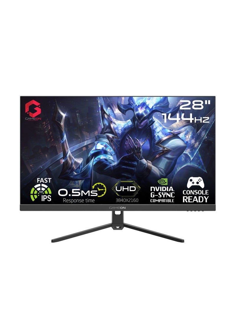 GameOn - 28-Inch 4K UHD, 144Hz, 0.5ms, HDMI 2.1 Gaming Monitor (Support PS5) GOP28UHDIPS black - Image 1