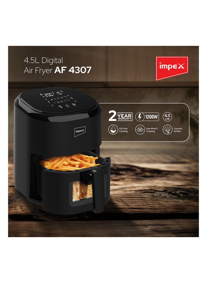 Impex - Digital Air Fryer With Adjustable Temperature Control 4.5 L 1200 W AF 4307 Black - Image 1