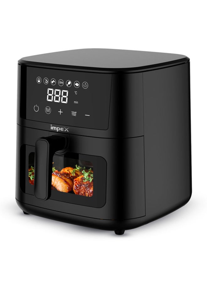 Impex 4.5L Digital Air Fryer | 1200W Oil-Free Air Fryer with Transparent Glass Door | 7 Preset Menus, Non-Stick Basket, Cyclonic Airflow, Smart Touch Control, Overheat Protection, Adjustable Temperature | Large Capacity | AF4307 4.5 L 1200 W AF 4307 Black - Image 2