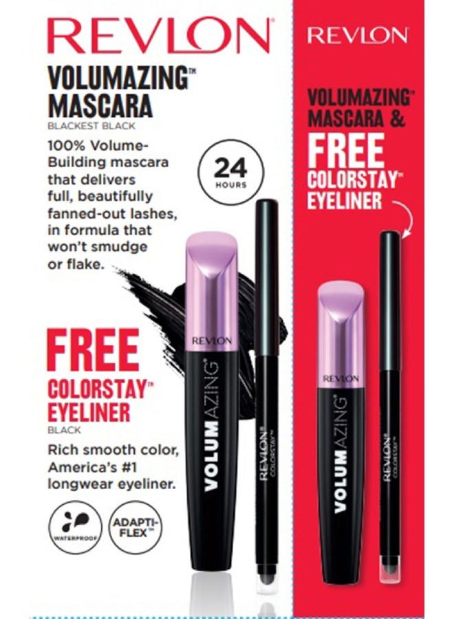 ريفلون - اشترِ ماسكارا Volumazing Blackest Black واحصل على قلم تحديد العيون Colorstay Black مجانًا - Image 1