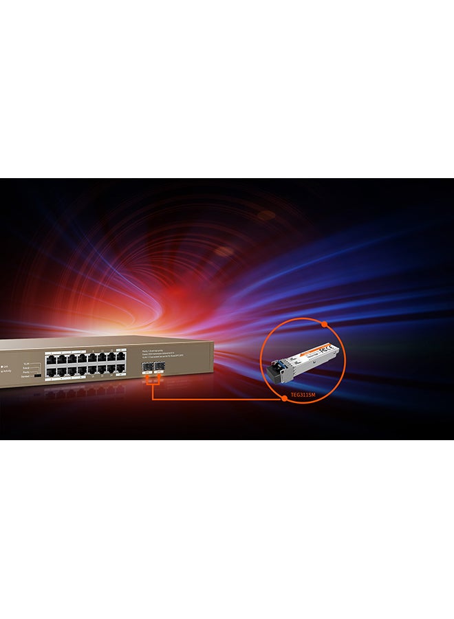 تيندا - TEG1118P-16-250W محول إيثرنت 16GE+2SFP مزود بـ 16 منفذ PoE - Image 1