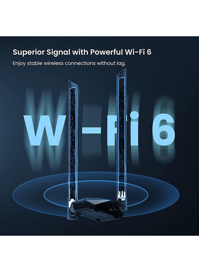 Tenda - U18a AX1800 Wi-Fi 6 Dual-Band Powerful Signal USB 3.0 Adapter with High-Gain 5dBi Antennas MU-MIMO 1800Mbps for PC/Desktop/Laptop, Supports Windows 11 & 10 Only Black - Image 1