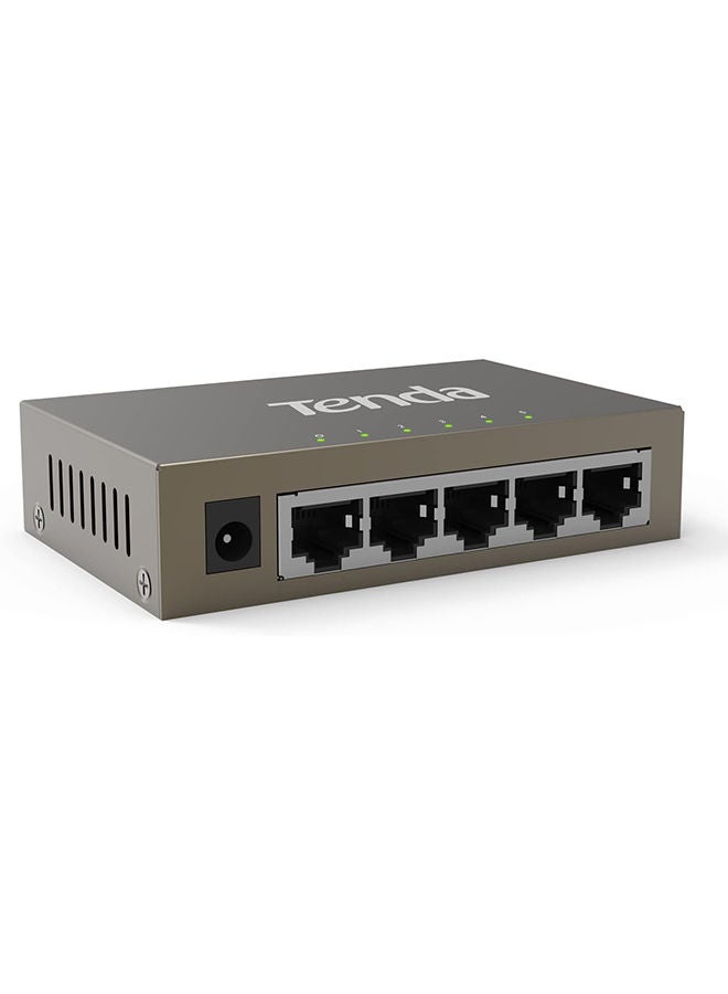Tenda - TEG1005D, 5-Port Gigabit Ethernet Switch, Unmanaged Ethernet Splitter, Network Switch Hub, Traffic Optimization, Plug & Play, Fan-less Metal Design, Limited Lifetime Protection Grey - Image 1