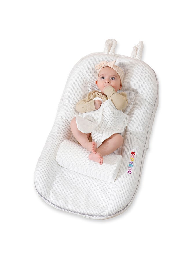 Sunveno Portable Baby Anti-spill Milk U Shape Pillow With Slope Pad And Hip Pillow - White  - Image 2