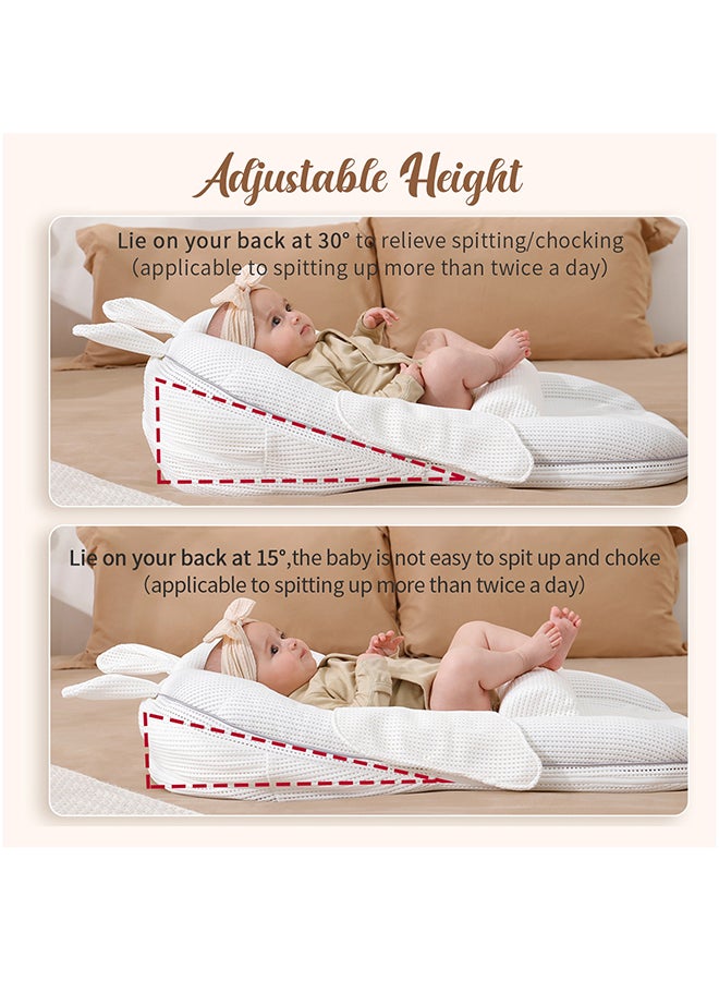 Sunveno Portable Baby Anti-spill Milk U Shape Pillow With Slope Pad And Hip Pillow - White  - Image 3