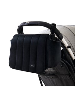 Sunveno Velvet Stroller Diaper Bag With Adjustable Shoulder Strap - Black  - Image 5