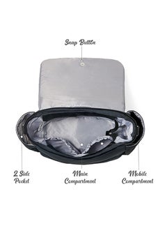 Sunveno Velvet Stroller Diaper Bag With Adjustable Shoulder Strap - Black  - Image 3