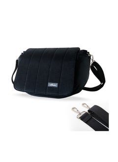 Sunveno Velvet Stroller Diaper Bag With Adjustable Shoulder Strap - Black  - Image 4