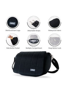 Sunveno Velvet Stroller Diaper Bag With Adjustable Shoulder Strap - Black  - Image 2