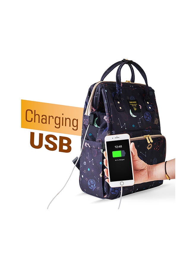 صنفينو Diaper Bag With USB Charging Port And Changing Mat - Blue Dream Galaxy - Image 5