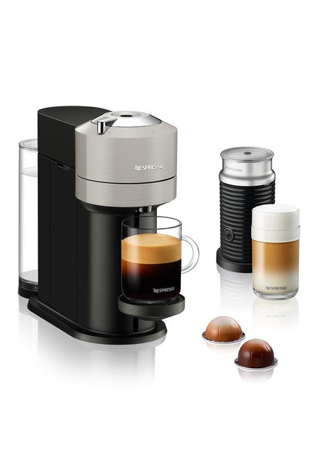 Vertuo Next Coffee Machine With Aerocino 3 Milk Frother 1.1 L 220 W GCV1-GB-SI-NE+3694BK Silver