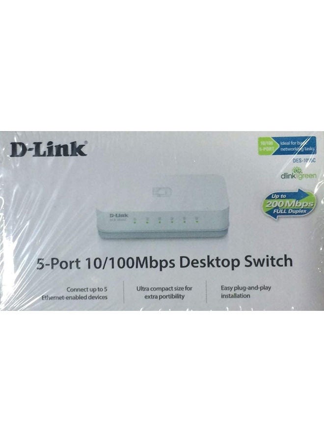 D-Link DES-1005C 5-Port 10/100 Mbps Unmanaged Switch White  - Image 2