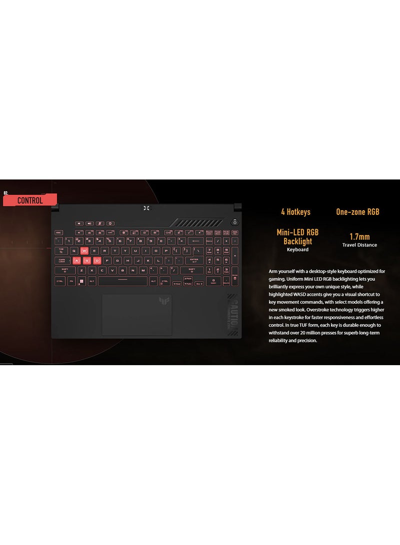 ASUS - TUF Gaming F15 (Upgraded Version) Laptop With 15.6-inch Full HD 144Hz Display, Core i7-12700H Processor/16GB RAM/512GB SSD/Windows 11 Home/8GB Nvidia Geforce RTX 4060 8GB Graphics Card/ English/Arabic Mecha Gray - Image 1