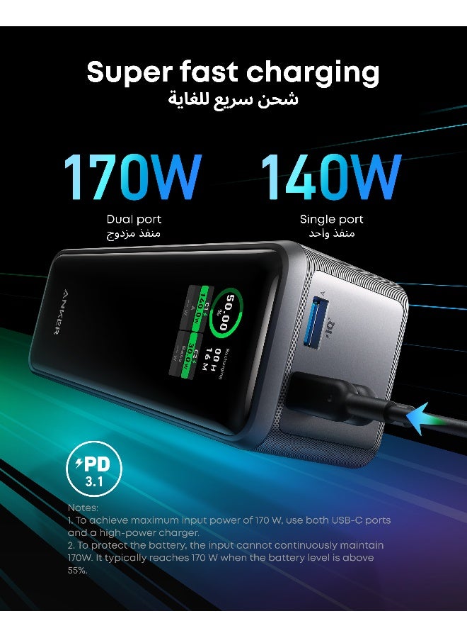 Anker 27650 mAh Prime Power Bank, 27,650mAh 3-Port 250W Portable Charger (99.54Wh) Smart App, Smart Digital Display, Compatible with MacBook Pro/Air, iPhone 16/15/14 Series, Samsung, Huaiwei, Dell, Xiaomi Black - Image 5