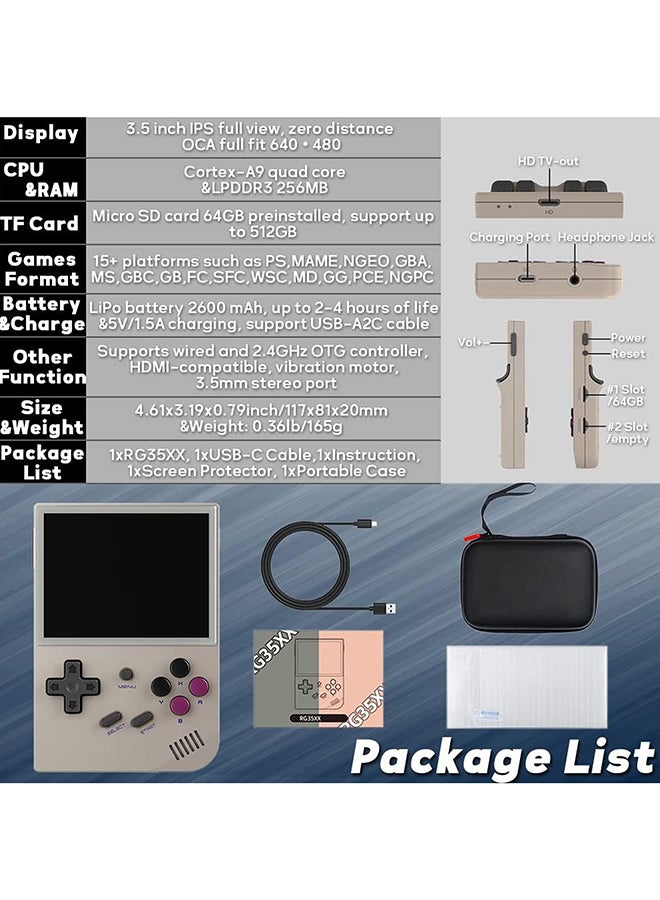 Rock Pow - 3.5 Inch IPS Retro Games Consoles Classic Emulator Hand-Held Gaming Console Preinstalled Video Games System With Portable Case 64GB - Image 1