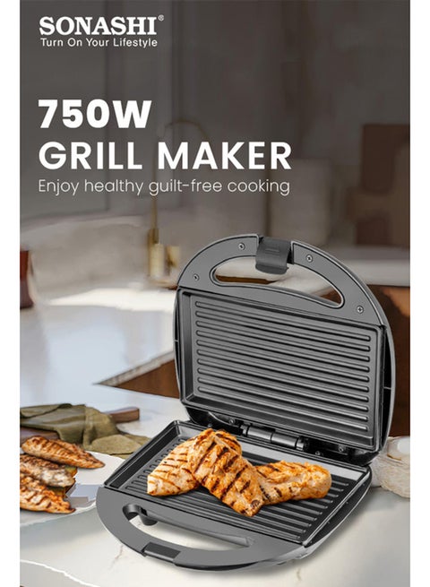 2 Slice Non-Stick Sandwich Grill And Sandwich Maker With Handle Locking System 750 W SGT-853 Black
