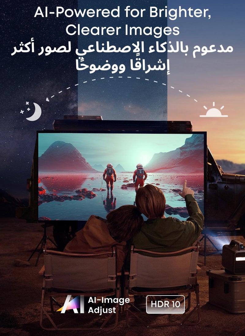 نيبولا جهاز عرض محمول خارجي Anker Mars 3، 1000 ANSI Lumens، مكبر صوت 40 وات، ما يصل إلى 5 ساعات، التركيز التلقائي، تصحيح الانحراف، الفناء الخلفي، صورة 200 بوصة، يدعم جهاز عرض 4K مع WiFi وBluetooth - Image 3