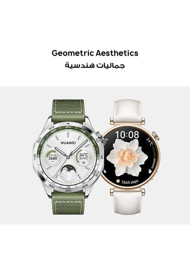 HUAWEI - WATCH GT 4 46 mm Smart Watch, 14 Days Battery Life, Science-based Calorie Management, Dual-Band Five-System GNSS Position, Heart Rate Monitor, Android & iOS + White FreeBuds SE - Green - Image 1