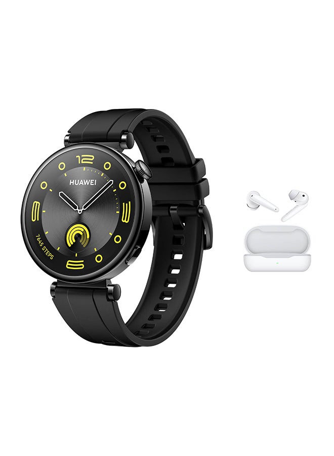 HUAWEI - WATCH GT 4 41mm Smart Watch, 7 Days Battery Life, Science-based Calorie Management, Pulse Wave Arrhythmia Analysis, Heart Rate Monitor, Android & iOS + White FreeBuds SE - Black - Image 1
