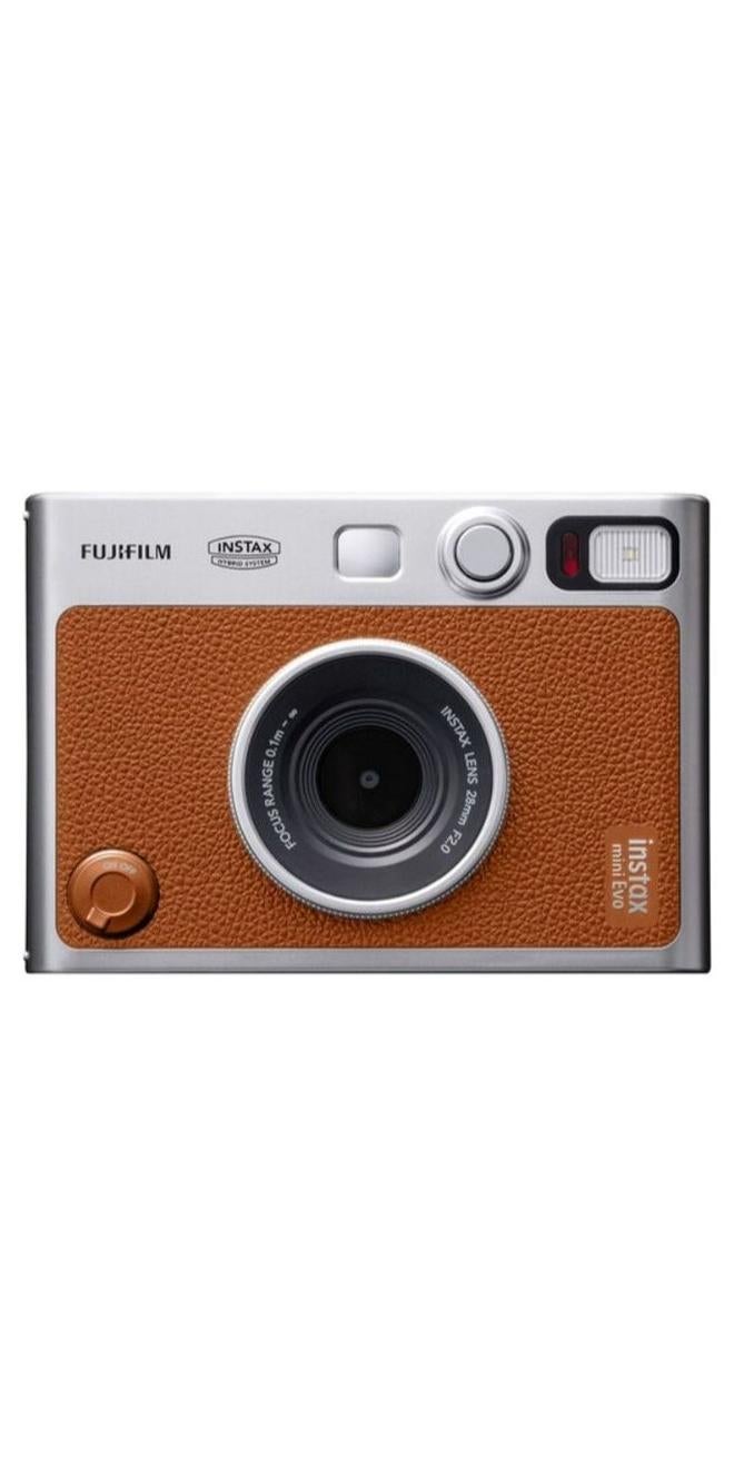FUJIFILM Instax Mini EVO Hybrid Instant Camera – Brown (USB-C) | Instant Print with Digital Preview, Creative Modes & Built-In Selfie Mirror - Image 1