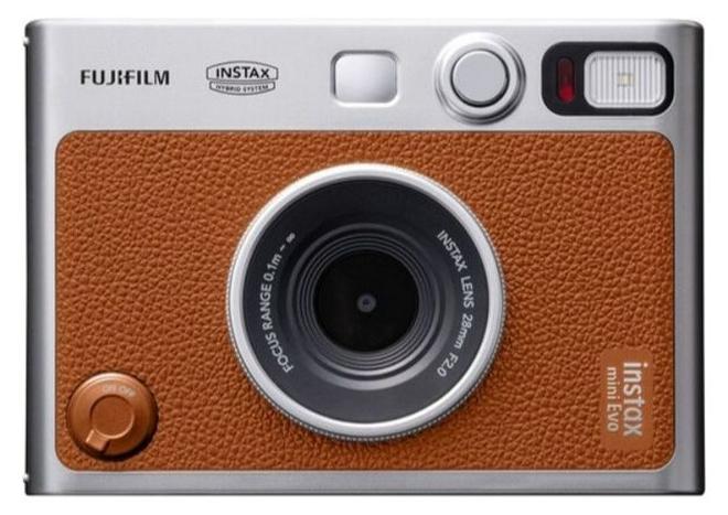 FUJIFILM Instax Mini EVO Hybrid Instant Camera – Brown (USB-C) | Instant Print with Digital Preview, Creative Modes & Built-In Selfie Mirror - Image 1