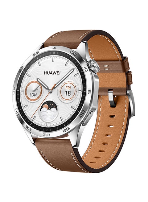 WATCH GT 4 46mm Smartwatch, 14 Days Battery Life, Science-based Calorie Management, Dual-Band Five-System GNSS Position, Pulse Wave Arrhythmia Analysis, Heart Rate Monitor, Android & iOS Brown