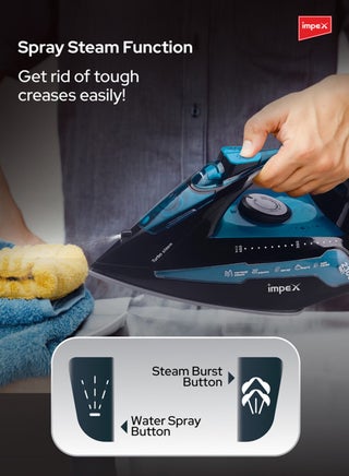 Electric Steam Iron Box | 2000–2300W Powerful Steam Iron with Ceramic Coated Soleplate | Super Water Spray, Variable Temperature & Steam Control | 360° Swivel Cord, Overheat Protection, Pilot Lamp | IBS 404 - 200 ml 2300 W IBS 404 Black And Blue - view 4