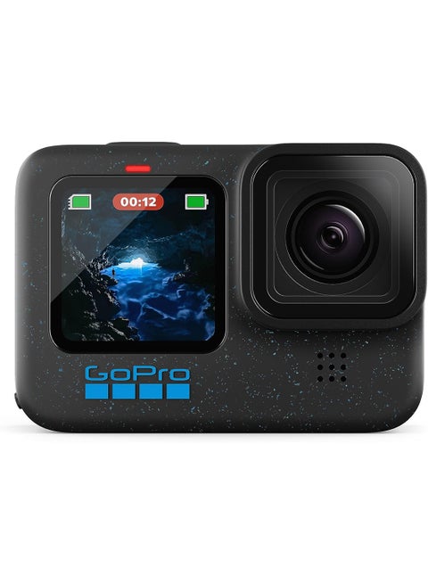 HERO12 Black - كاميرا أكشن مقاومة للماء مع فيديو فائق الدقة 5.3K60، صور بدقة 27 ميجابكسل، HDR، مستشعر صورة 1/1.9 بوصة، بث مباشر، كاميرا ويب، التثبيت
