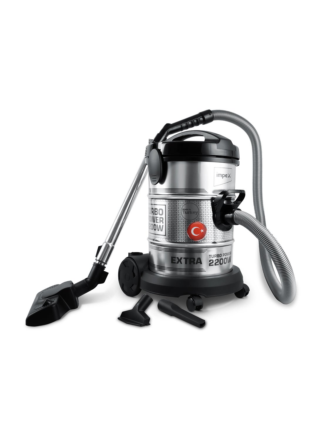2200W Heavy Duty Vacuum Cleaner 21L Large Capacity PowerPro Vacuum Cleaner – High Power Suction, Metal Body Drum Type Cleaner, Home Cleaner, Dust Cleaner Remover, Low Noise, Dust Full Indicator, Telescopic Tube, Multi Brush Accessories, Wet & Dry Floor Cleaning for Home & Office 21 L 2200 W VC 4708 Black/Silver