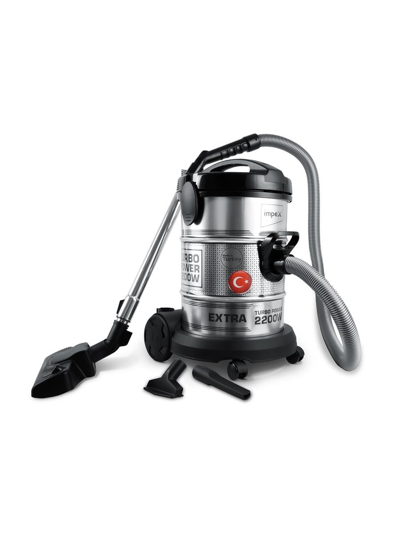 Impex - PowerPro Vacuum Cleaner VC 4708-2200W | Ultra-Capacity 21L | Advanced Accessories | High Performance And Low Noise | Strong Metal Body | Convenient Handle 21 L 2200 W VC 4708 Black/Silver - Image 1