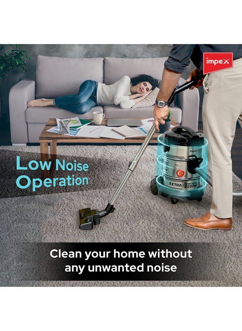 PowerPro Vacuum Cleaner VC 4708-2200W | Ultra-Capacity 21L | Advanced Accessories | High Performance And Low Noise | Strong Metal Body | Convenient Handle 21 L 2200 W VC 4708 Black/Silver - pnsku/N53436394A/45/_/1717664901/12fc371c-a514-4ded-bcdc-219caadc5808